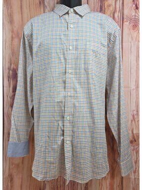 Johnston & Murphy Mens Orange Check Long Sleeve Shirt XL